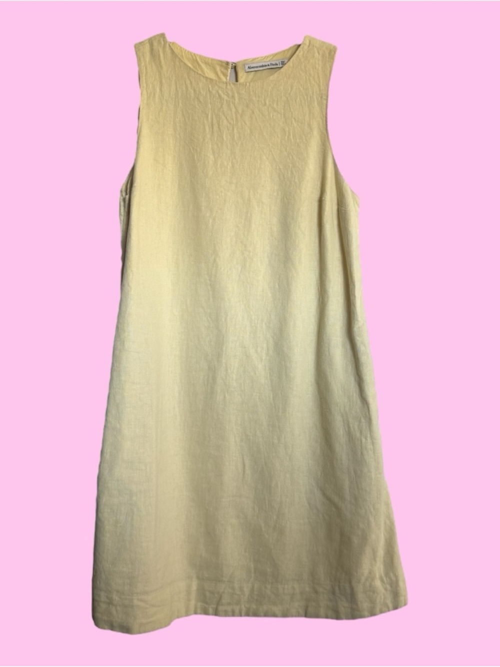 Abercrombie & Fitch Pale Yellow Linen Midi  Dress